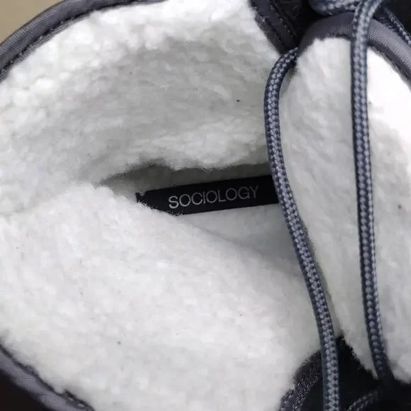 Sociology Gray Black Winter Outdoor Faux Fur Lined Rubber Weather Boots - Picture 7 of 8